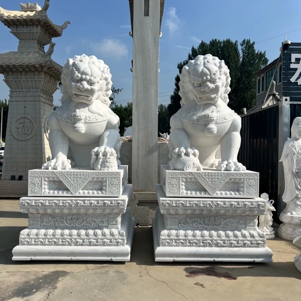 天然汉白玉花岗岩石雕狮子酒店庭院门口摆件