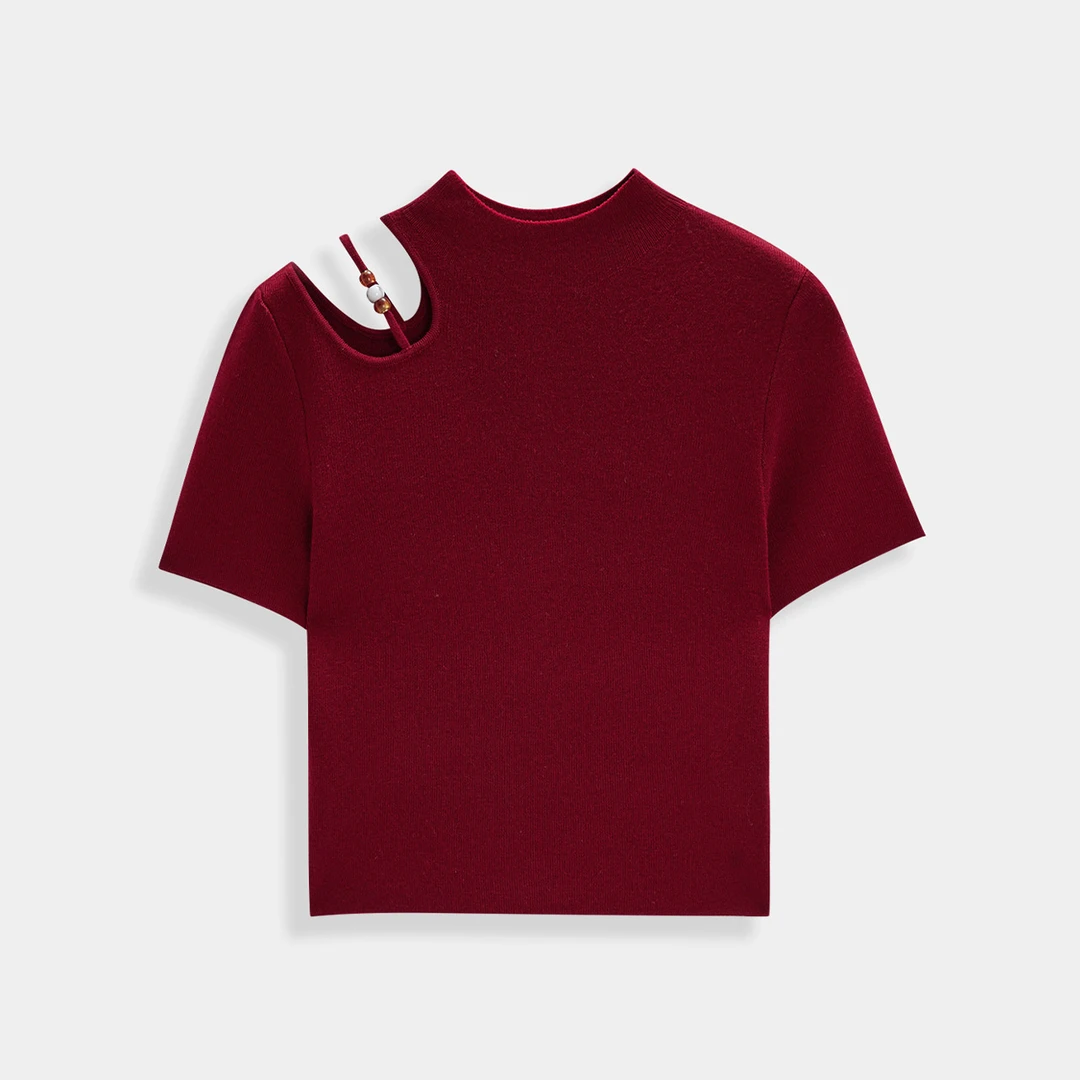 IEF/爱依服2025新款秋季时尚简约半高领设计感百搭毛织上衣