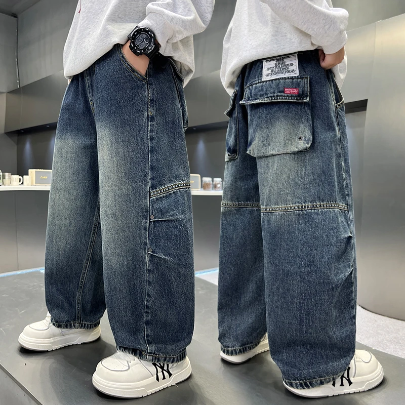 男童牛仔裤春秋中大童休闲长裤2025新款儿童秋季宽松裤子男孩秋装