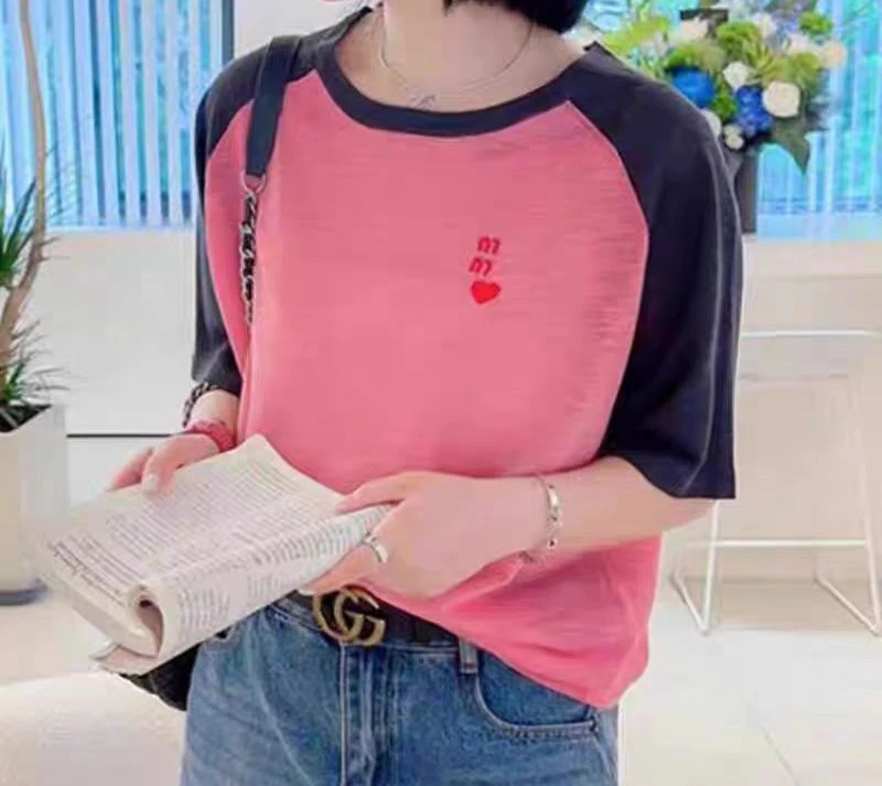 72329-1-CQ树莓粉拼袖线衣（80-135）