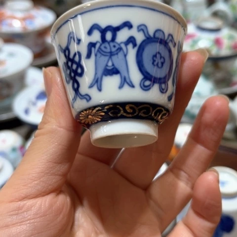 手绘茶杯盖碗壶承陶瓷