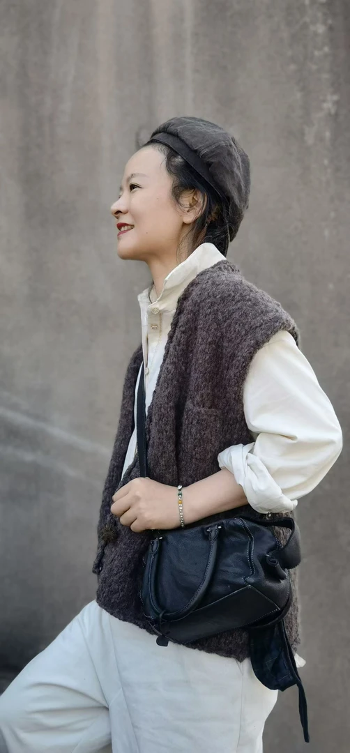 【7折款】布衣分享93103左岸迷香羊羊混纺针织马甲上衣小香风时尚