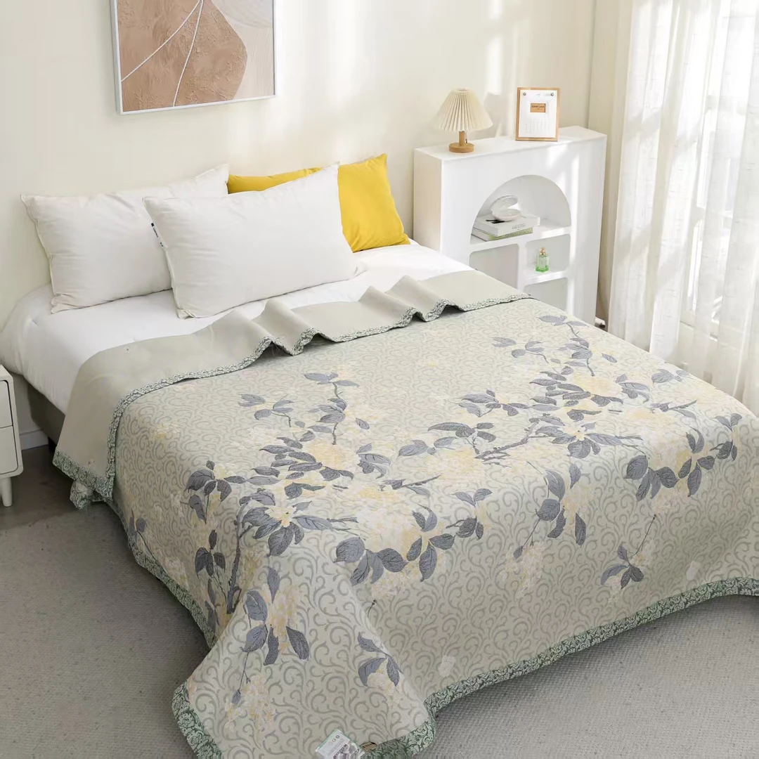 宋锦黄230*250加厚舒适床盖