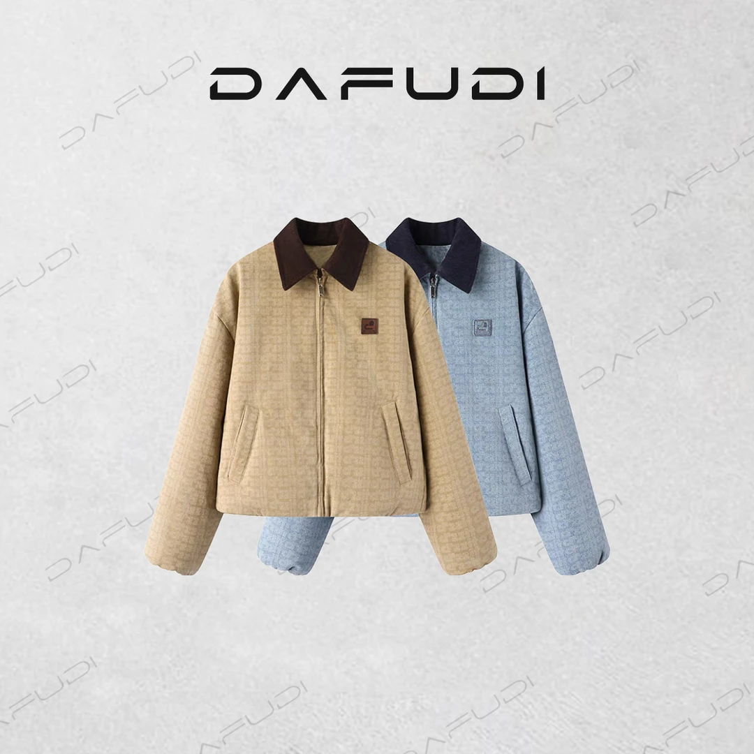 达芙笛虞书欣同款羽绒服2024年冬季灯芯绒牛仔长袖上衣V1022