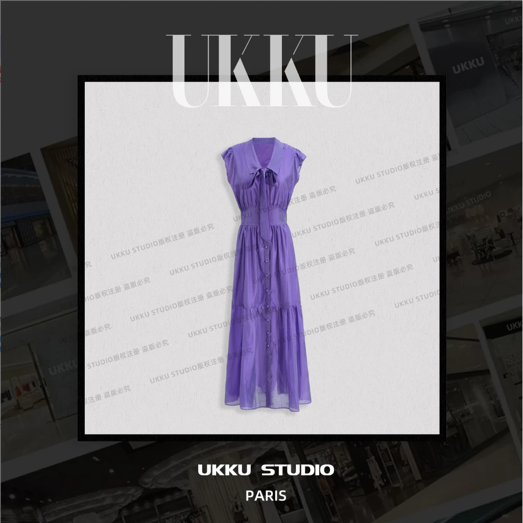 秀秀【UKKU STUDIO】夏季显白轻奢时尚休闲气质女士连衣裙914358