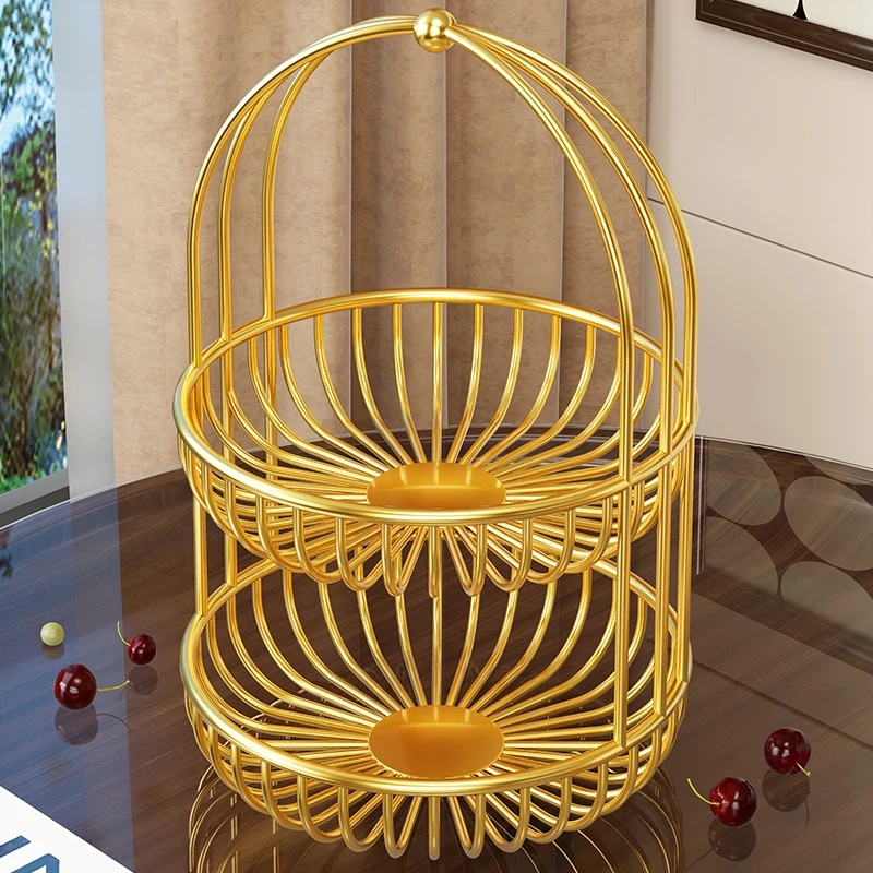 轻奢高级感果盘创意手提水果篮新年客厅糖果干果盒零食收纳摆放盘