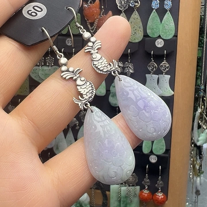 翡翠银S925镶嵌耳饰小*甘