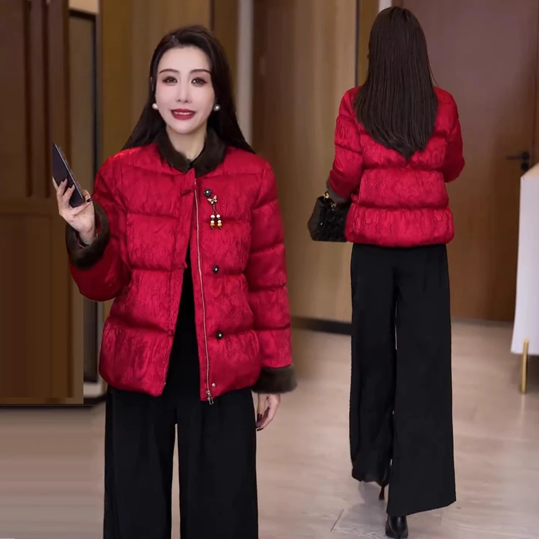 新中式国风棉服女2025冬季新款盘扣洋气显瘦加厚保暖棉袄外套