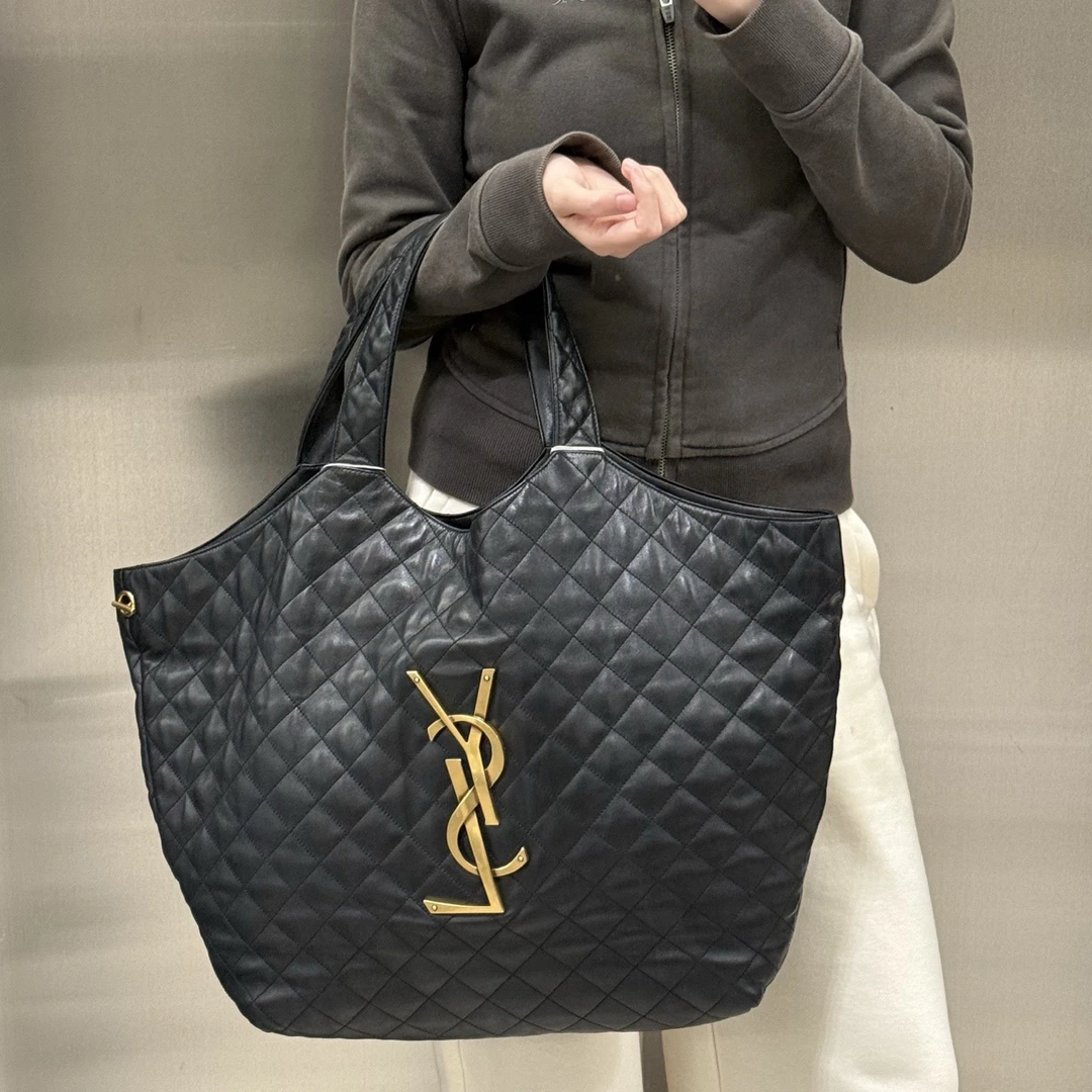 95新 YSL/圣罗兰 ysl圣罗兰黑金托特包单肩包