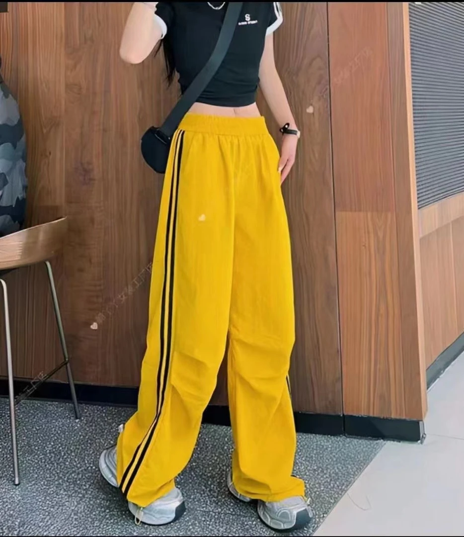 （工厂店）2025新款夏季多巴胺女高腰时尚百搭下脚抽绳防晒工装裤