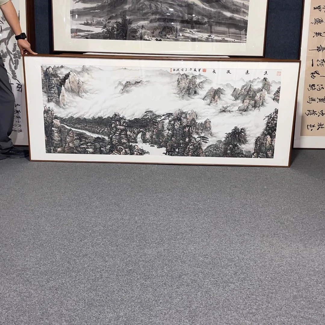 国画手绘画作品带框