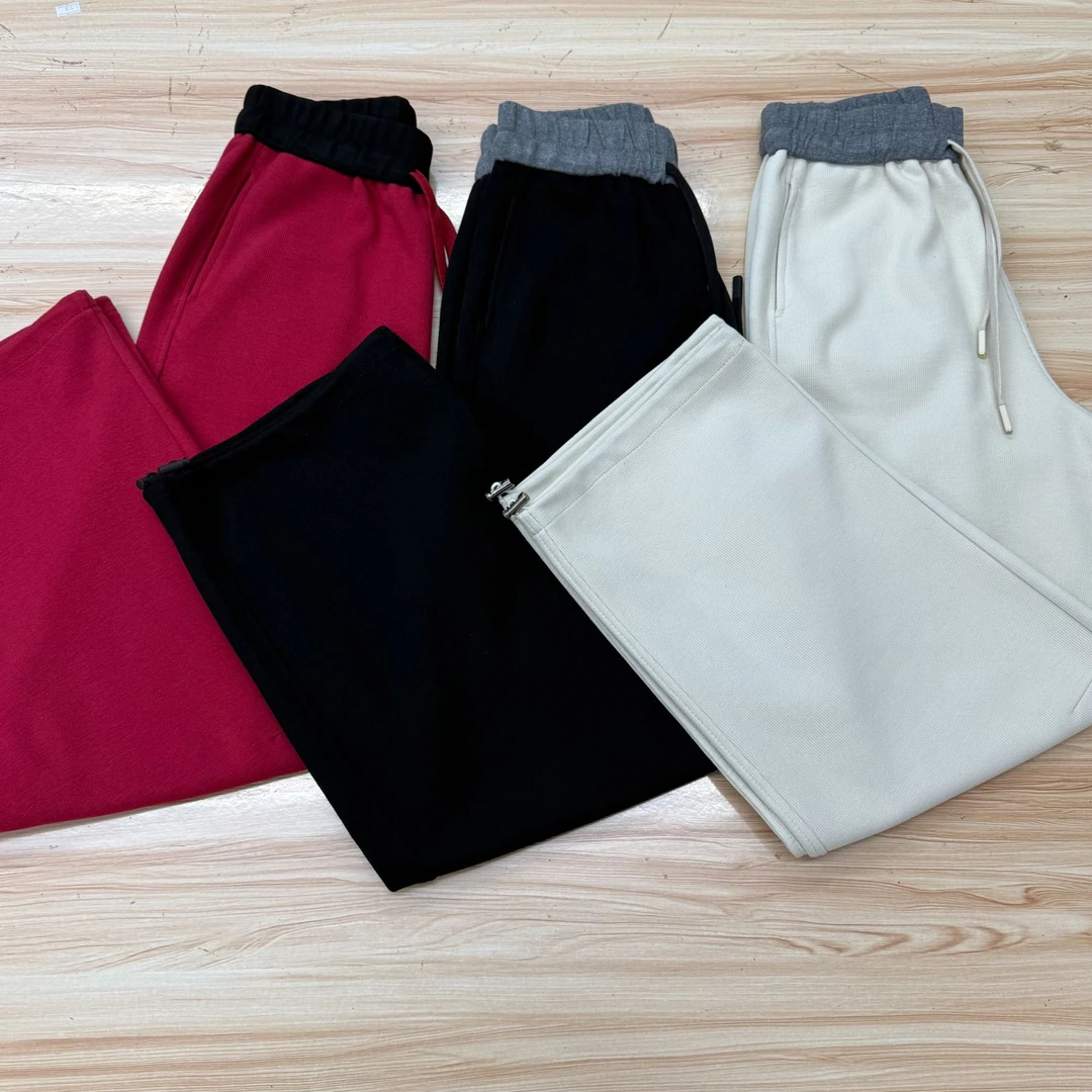 29207#新款腰头拼色直筒裤