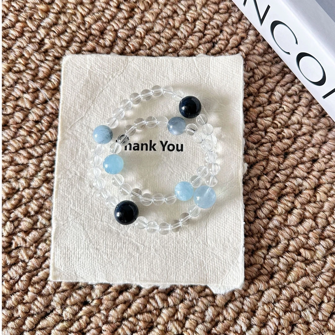 拍3件【星轨】白水晶双圈多宝手串手链 多样性发