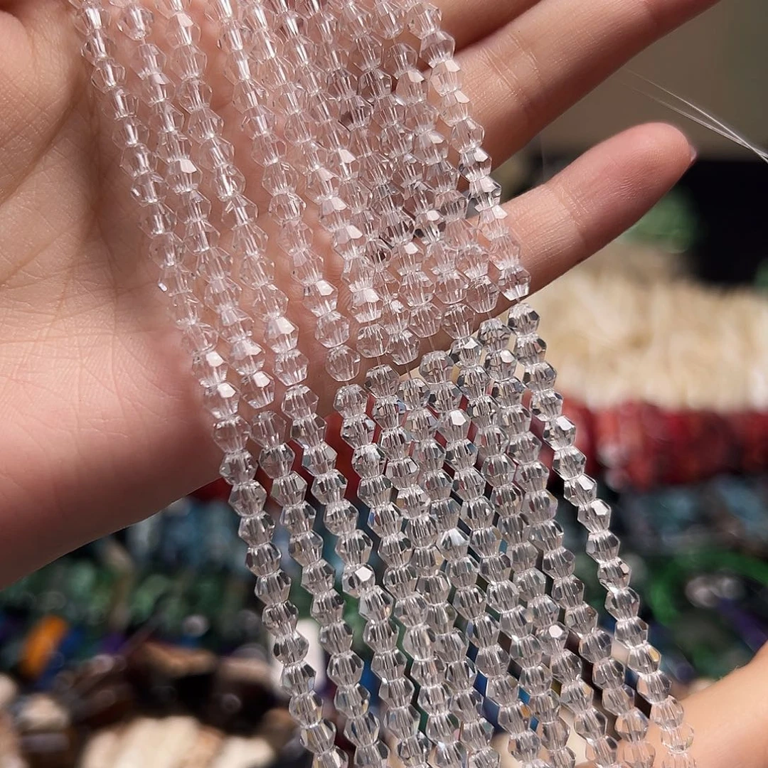 玛瑙/玉髓合金珠宝半成品10条B377白水晶隔珠4mm