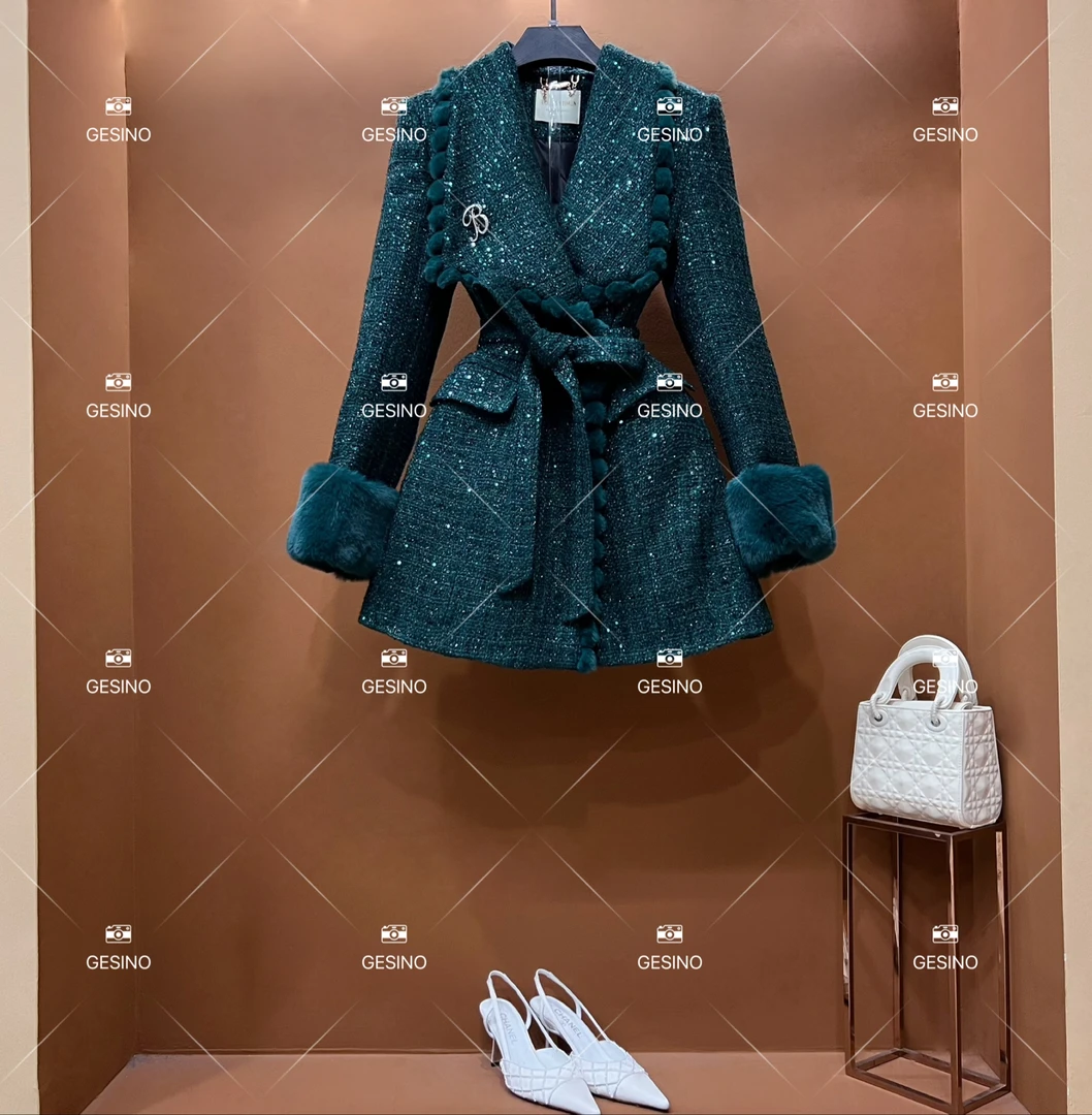 【闵闵】白鸭绒时尚轻奢显瘦气质网红粗花呢秋冬羽绒 QD-2025629