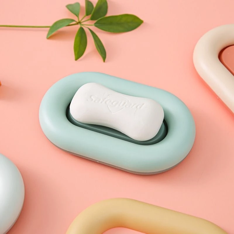 （拍一发二）创意双层肥皂盒家用可爱沥水香皂架颜色随机