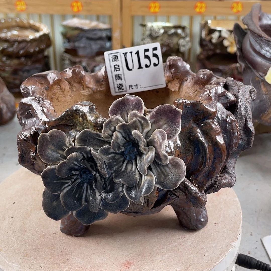 紫砂花盆景德镇陶瓷花盆155