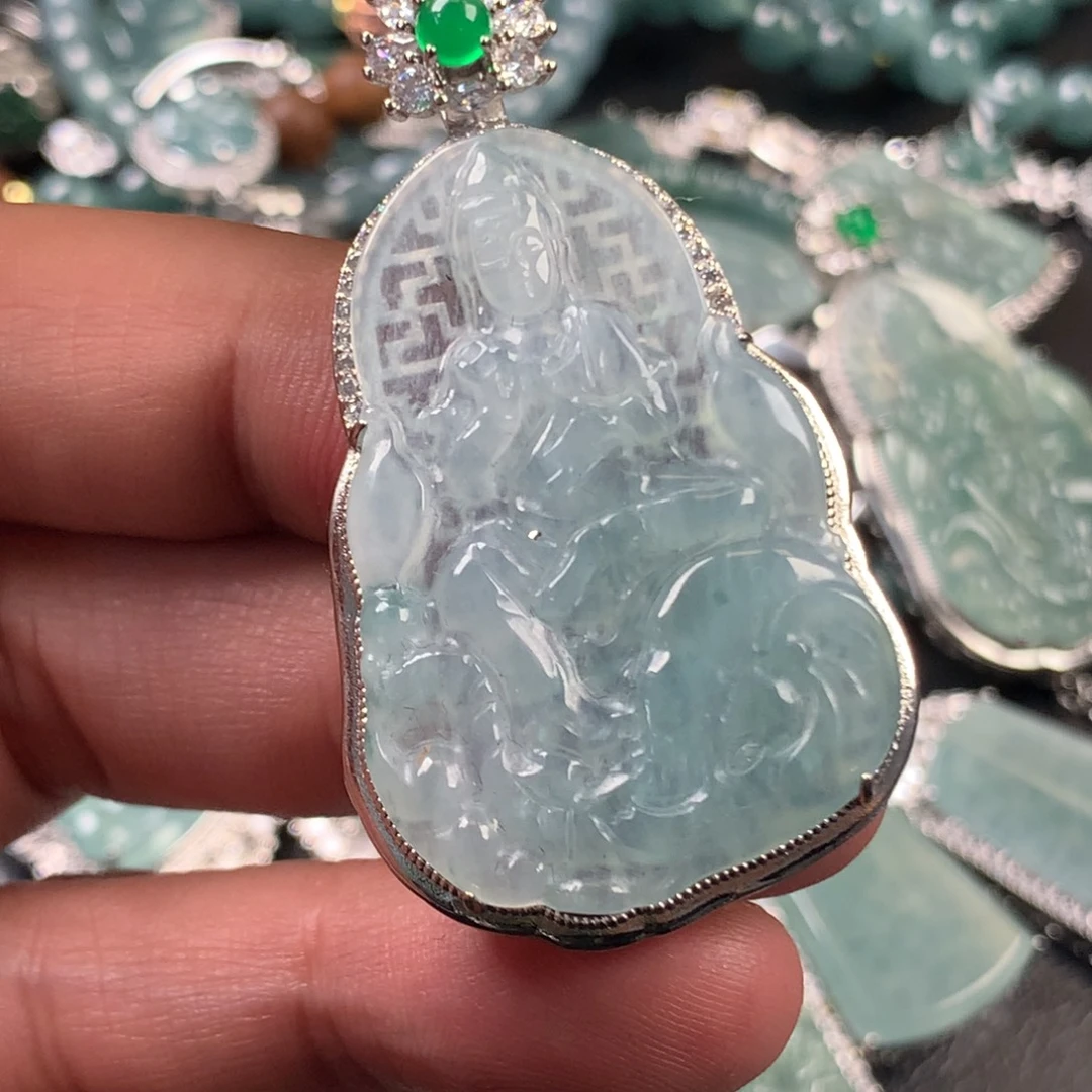 翡翠未镶嵌颈饰普贤35