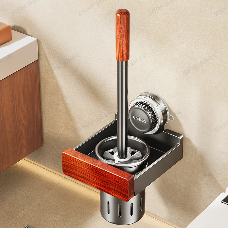 新款红木免打孔挂壁式浴室卫生间厕所马桶刷子神器360清洁无死角