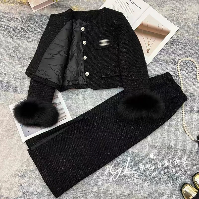 黑色小香风套装女冬季2025新款高端法式气质两件套A811019