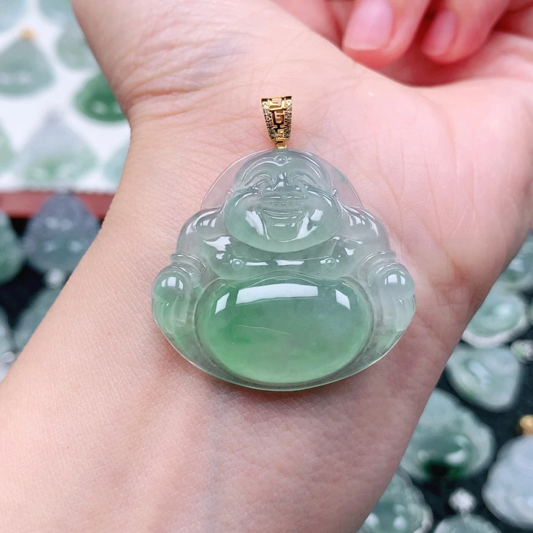 吊坠(不含链)18K金镶嵌翡翠