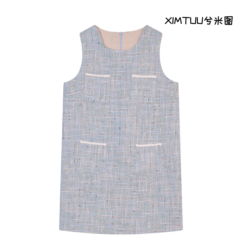 XIMTUU冬季新款马甲裙小香风温柔时尚气质简约大气D2412489