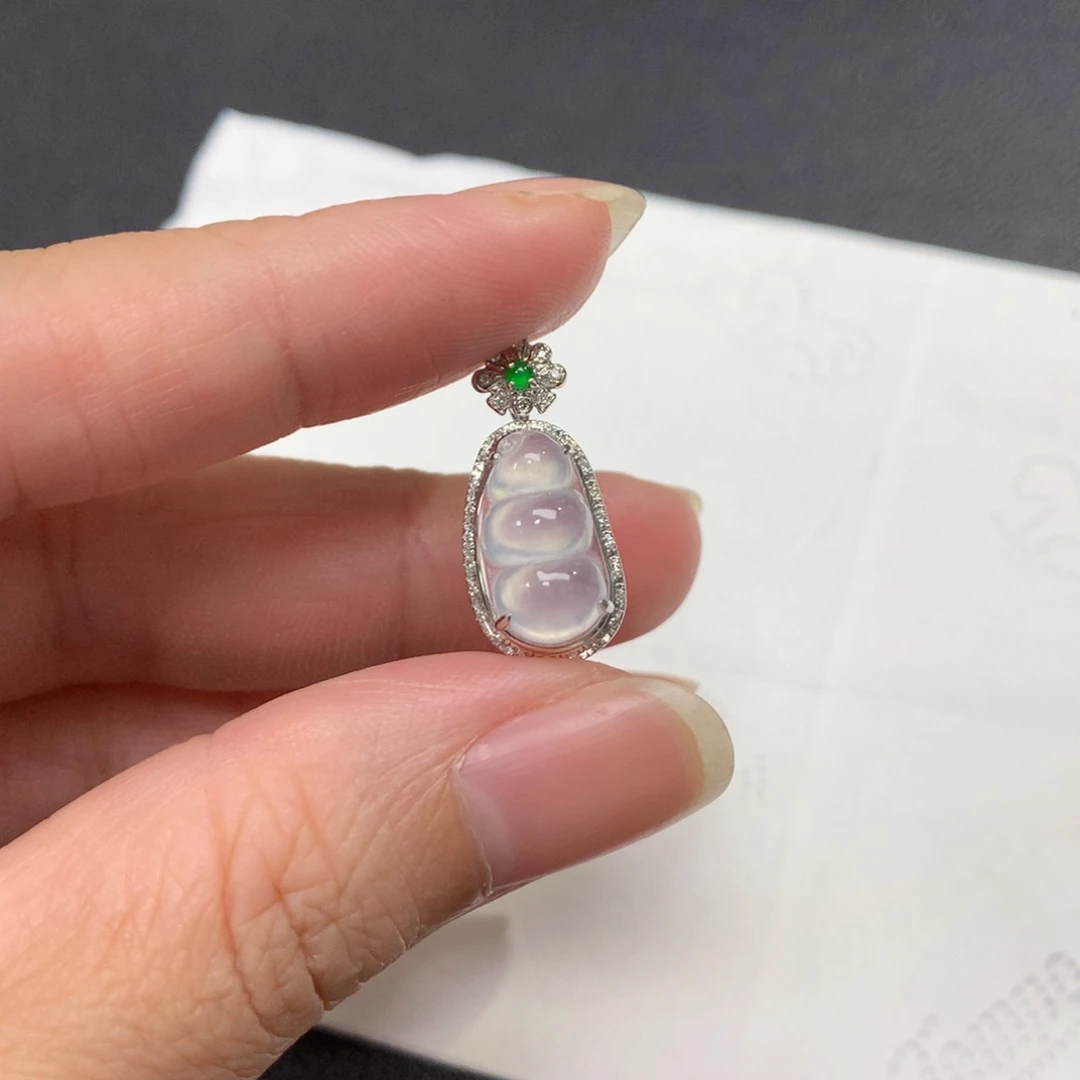 吊坠(不含链)18K金镶嵌翡翠