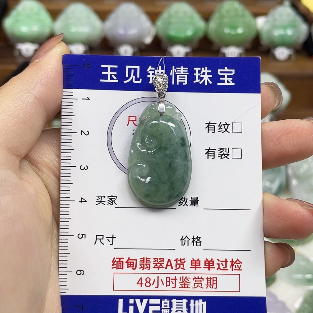 翡翠银S925镶嵌颈饰如意