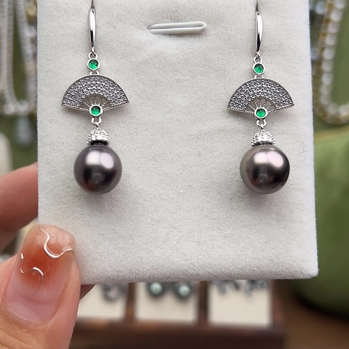 银S925镶嵌海水珍珠耳饰