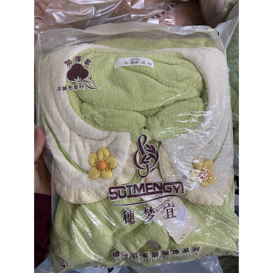 【11#娃娃领-绿花花】珊瑚绒睡衣冬季女款加绒加厚花儿2024年新款