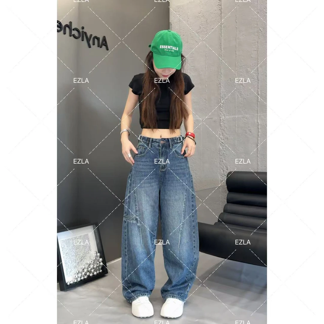 EZ8755新款2025爆款弯刀裤百搭显瘦女小个子网红穿搭美式牛仔裤子