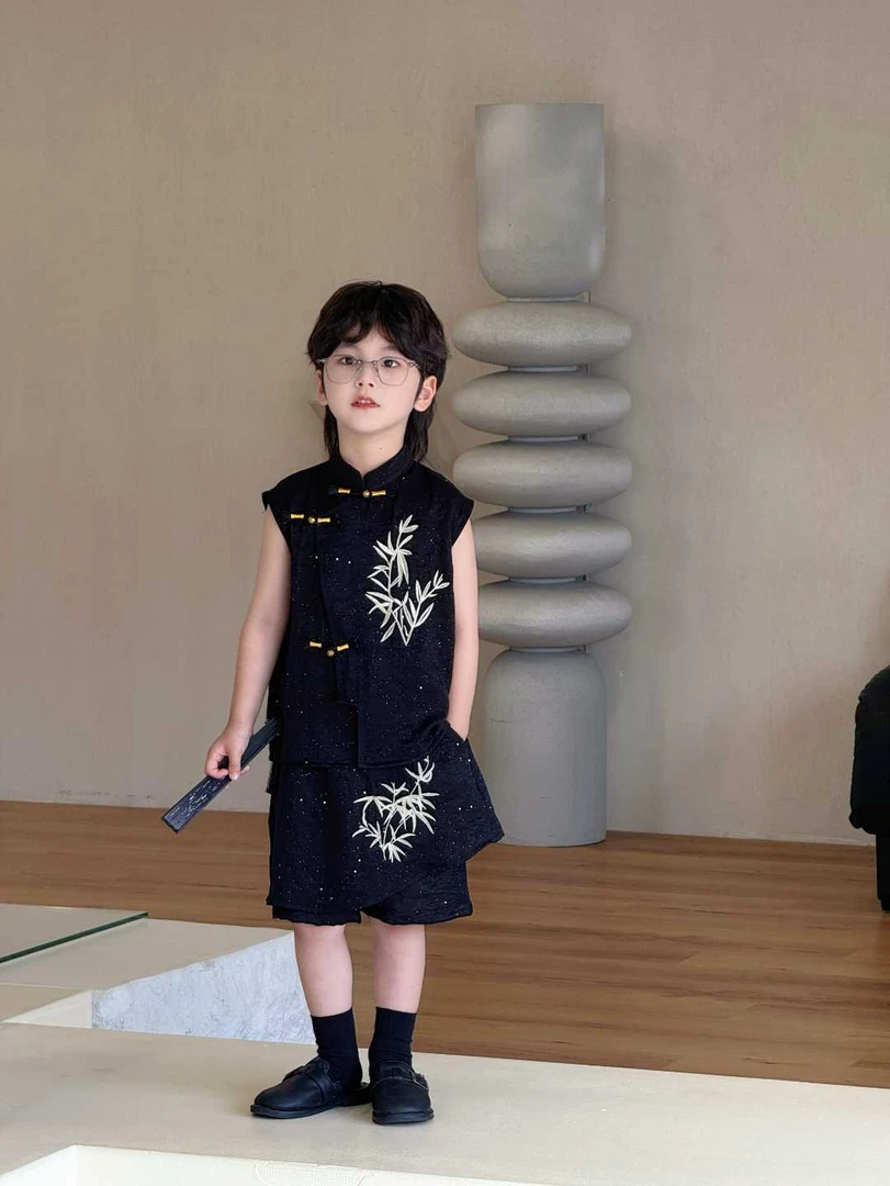 2025上新季竹报平安系列黑闪闪马甲套装高定设计师系列25508