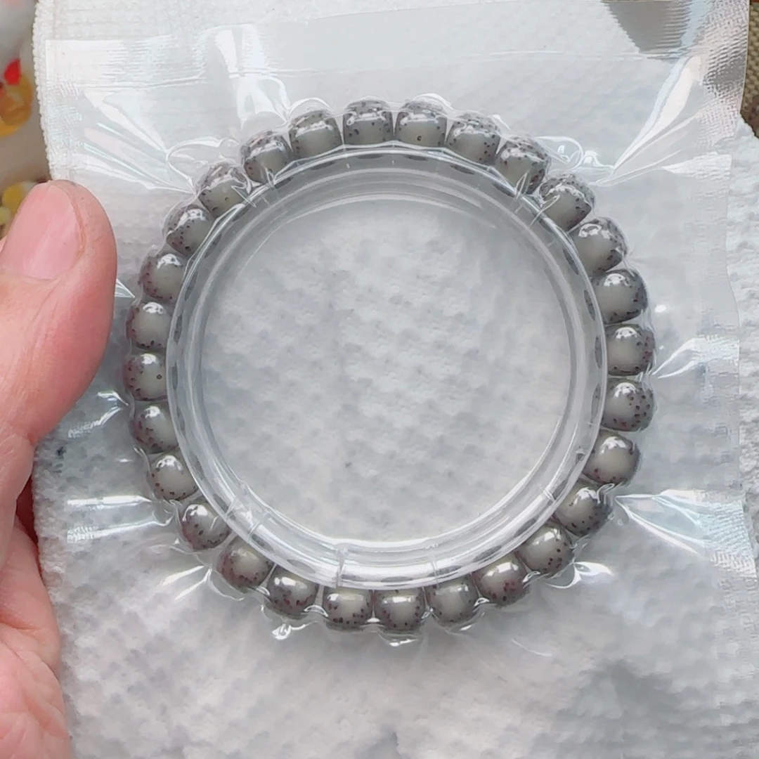 星月菩提手串灰冰半壁江山双留白8*7