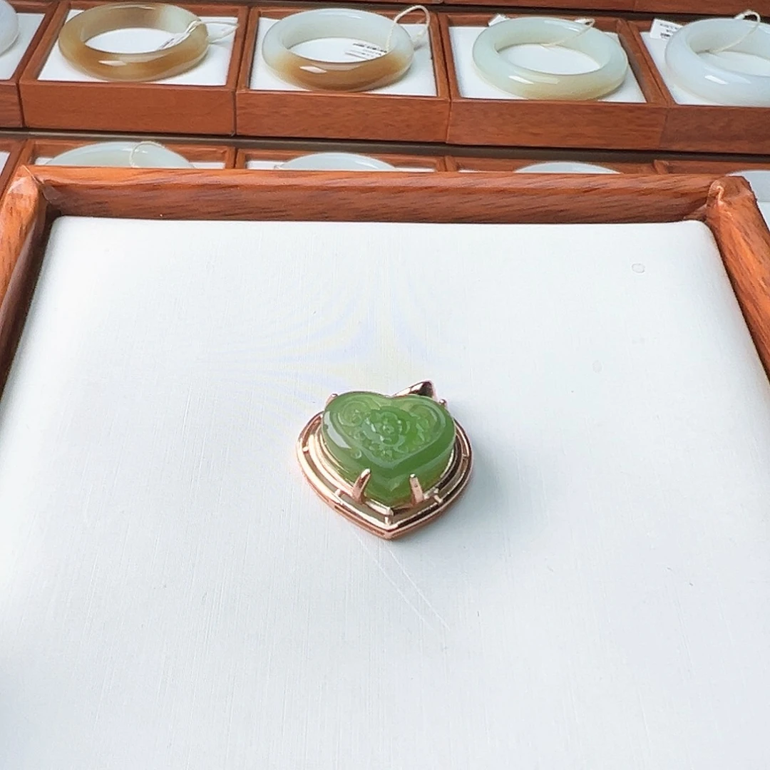 和田玉颈饰银S925镶嵌