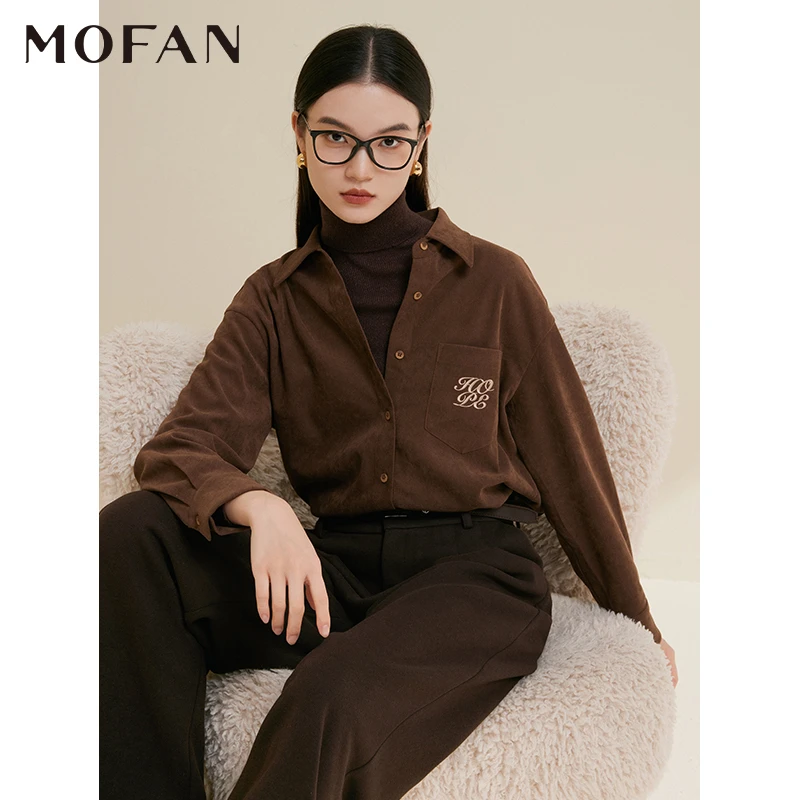 【小余专属】MOFAN摩凡冬新款摩卡棕衬衫MDC384799