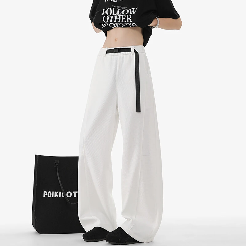 美式重磅弯刀裤男款夏季2025新款宽松阔腿直筒潮流运动休闲长裤子