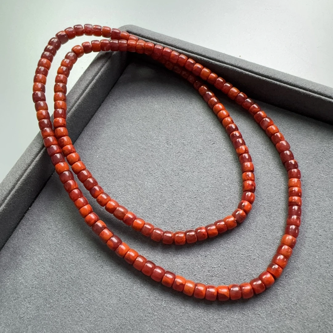 火焰纹南红玛瑙精工直切多圈长链6-6.5mm