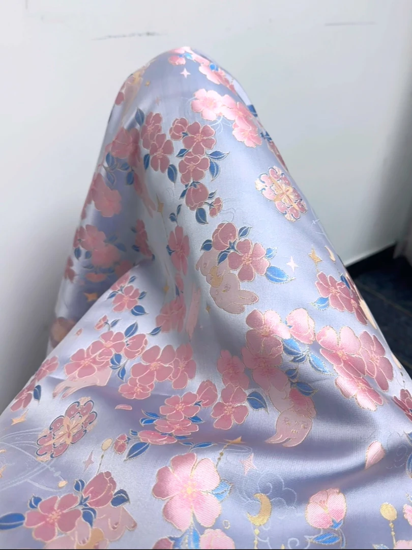 李德喜【玉兔海棠】38姆米织金宋锦丝绸现货发（无退换