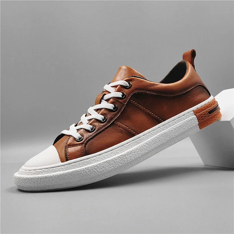 男士真皮板鞋爆款2025新款潮流鞋子男款轻奢时尚百搭休闲运动男鞋