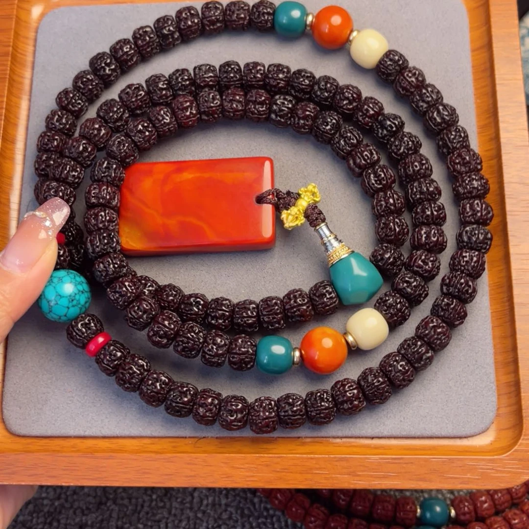 金刚菩提吊坠白**白藏式直切一代龙黑金