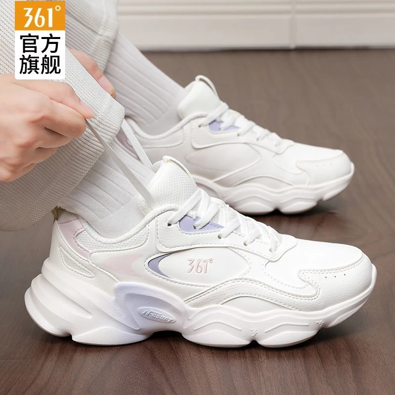 361°女鞋官方旗舰正品运动鞋秋季软底跑步鞋皮面防水百搭休闲鞋子