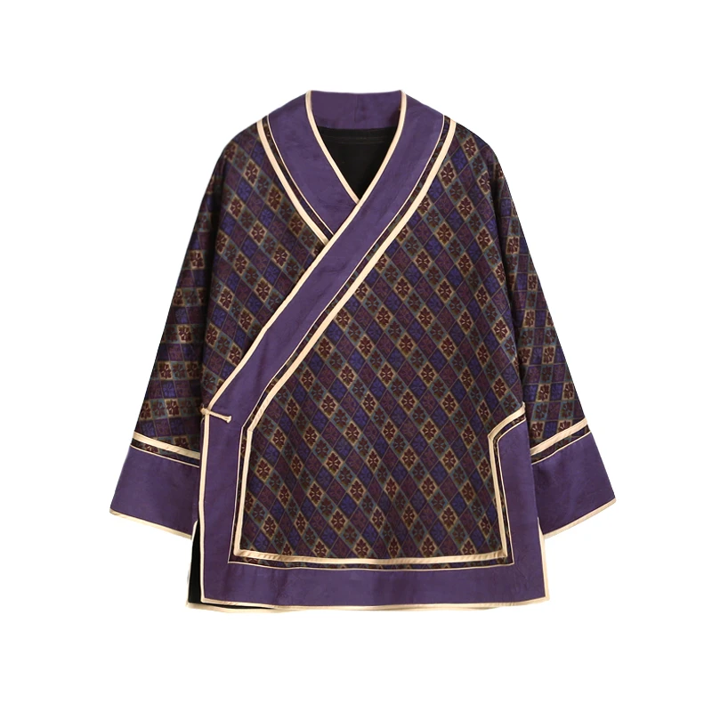 40姆米满桑提花重锻香云纱宝相纹斜襟上衣12537-3