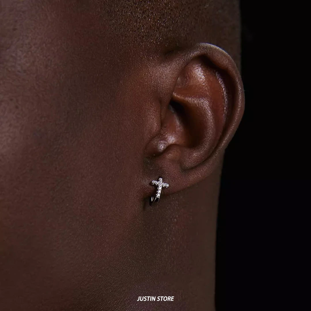 合金耳饰 十字架耳环男美式高级感痞帅个性女嘻哈耳钉