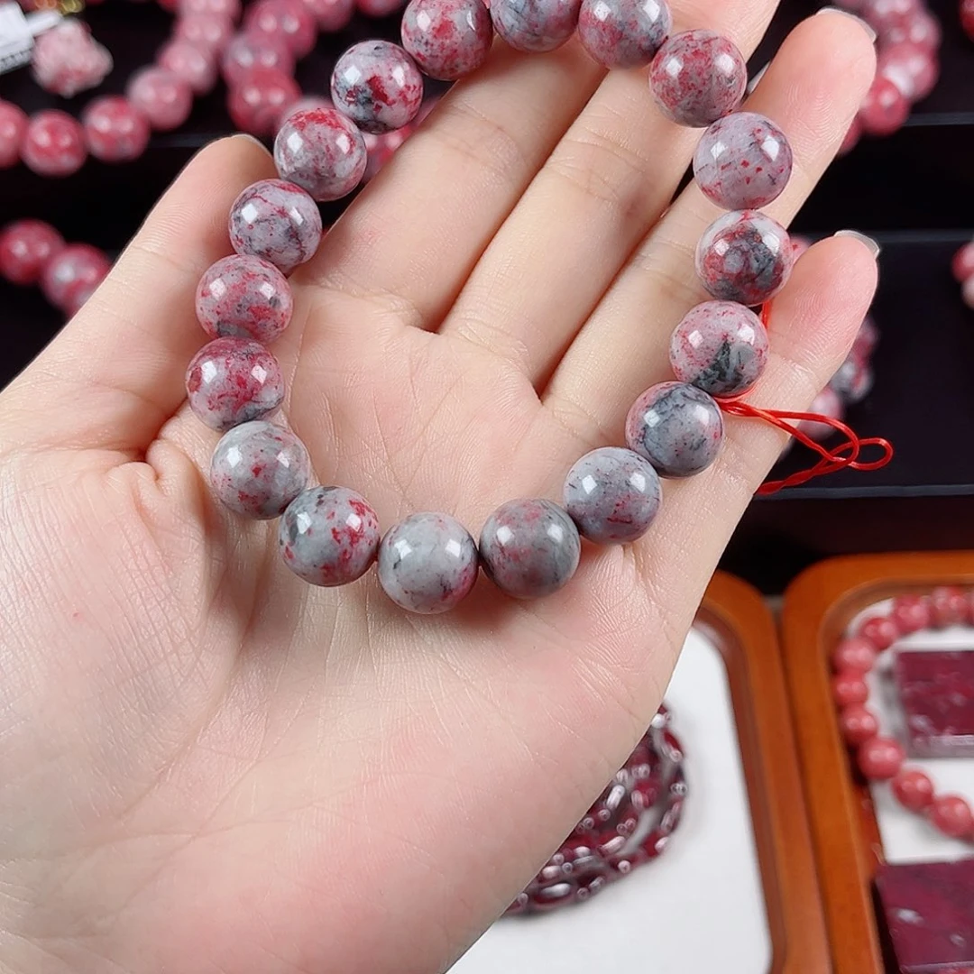 天然辰砂原石手串卡11+