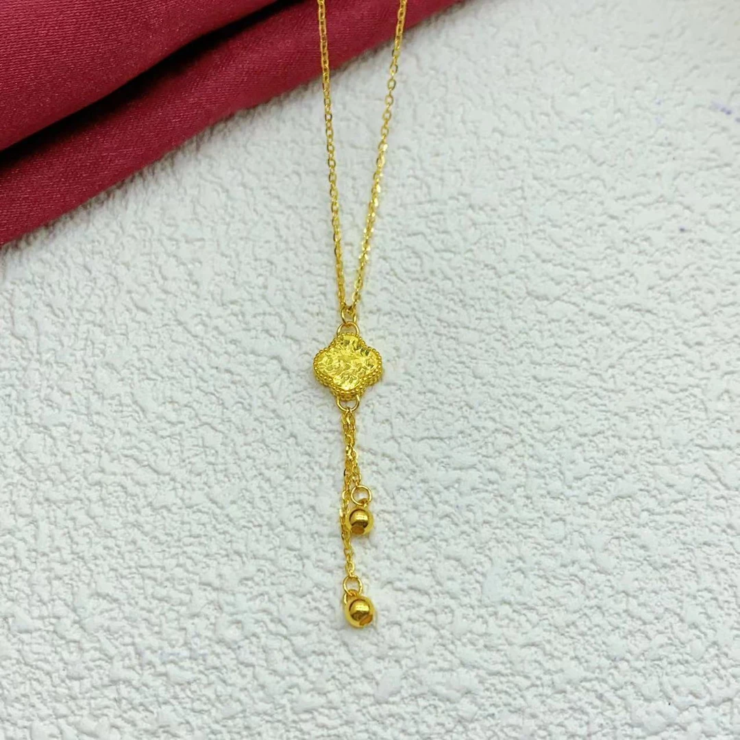 【木韵阁】足金999 5G黄金鱼鳞四叶草套链精美大气项链 3.12