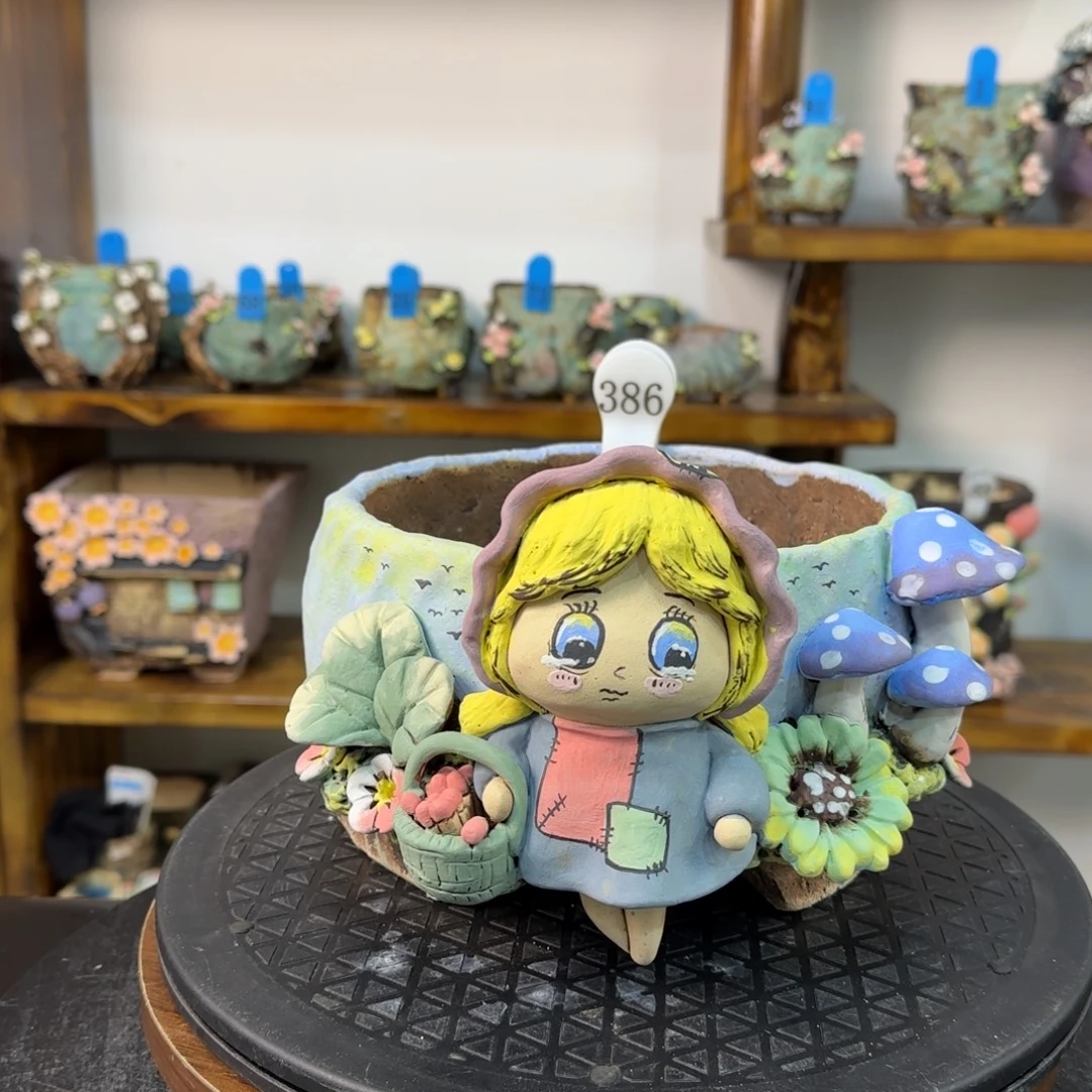 本默花器麦饭石花盆