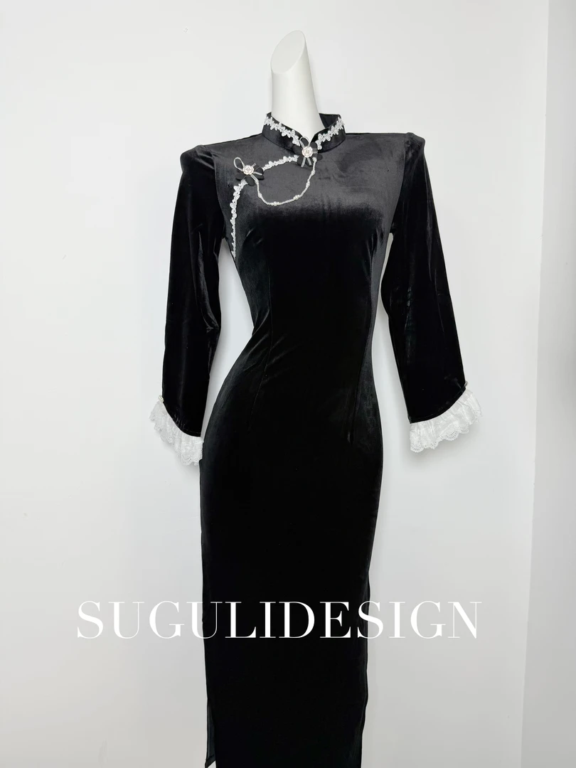 苏故里【秋辞】文艺气质修身高端日常旗袍奢华气质单层衣长120