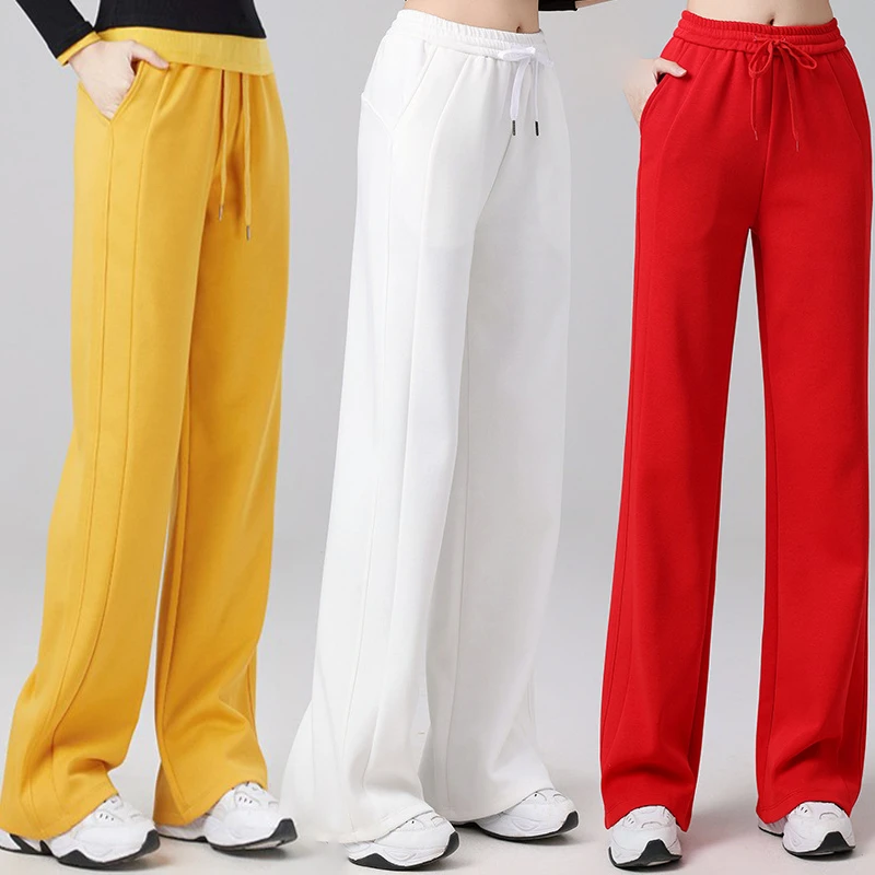 春秋新款休闲运动长裤窄版直筒裤团队鬼步舞跳操裤高腰宽松阔腿裤