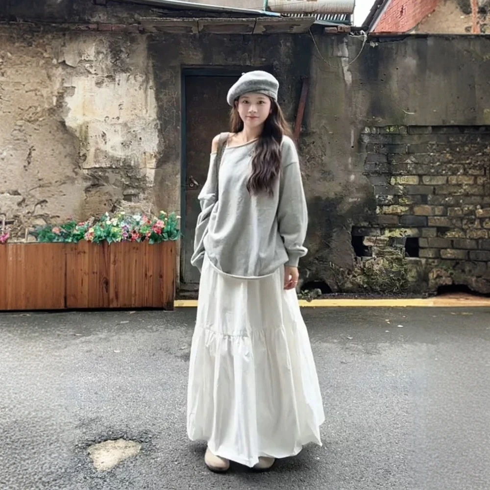 设计感小众灰色百搭休闲圆领宽松长袖卫衣女2025新款时尚洋气上衣