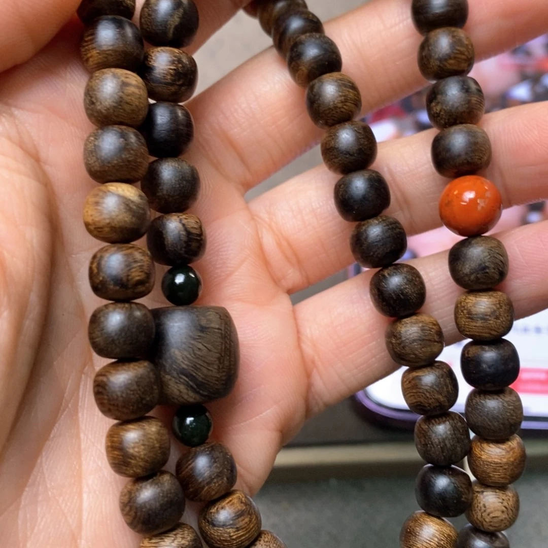 沉香手串越南芽庄紫棋瘤疤6×8设计